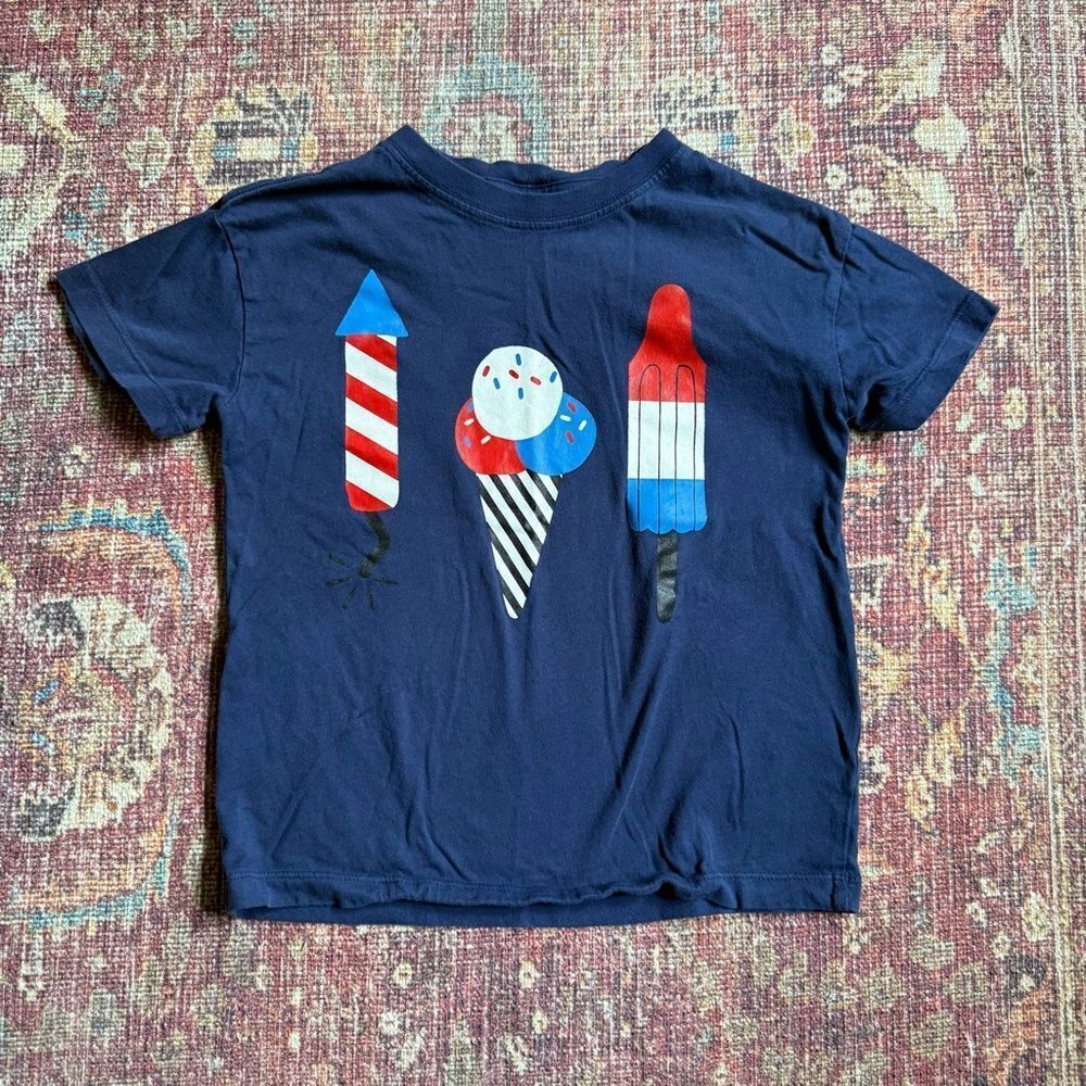 Hanna Andersson 6-7 Kids Navy Blue Rocket Pops Graphic T-Shirt - Picture 1 of 8